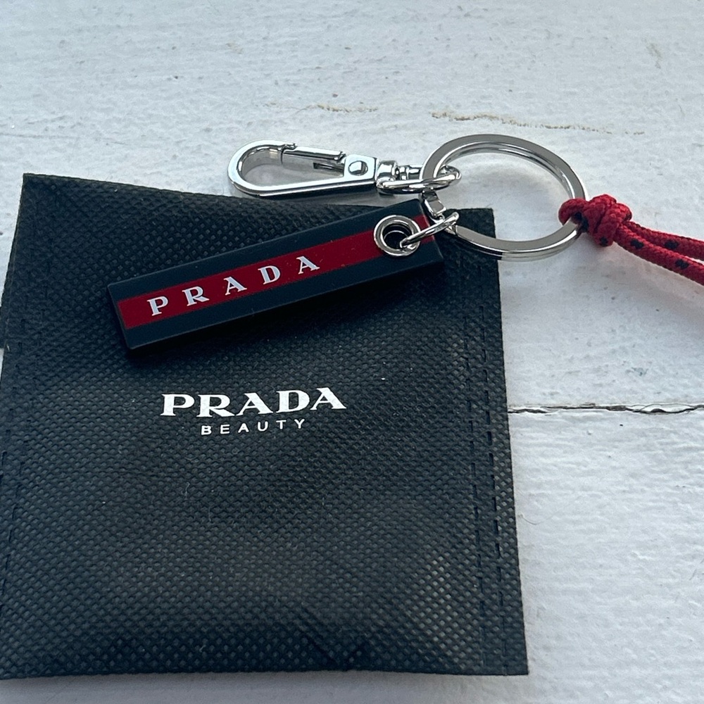 Prada Black and Red Keychain